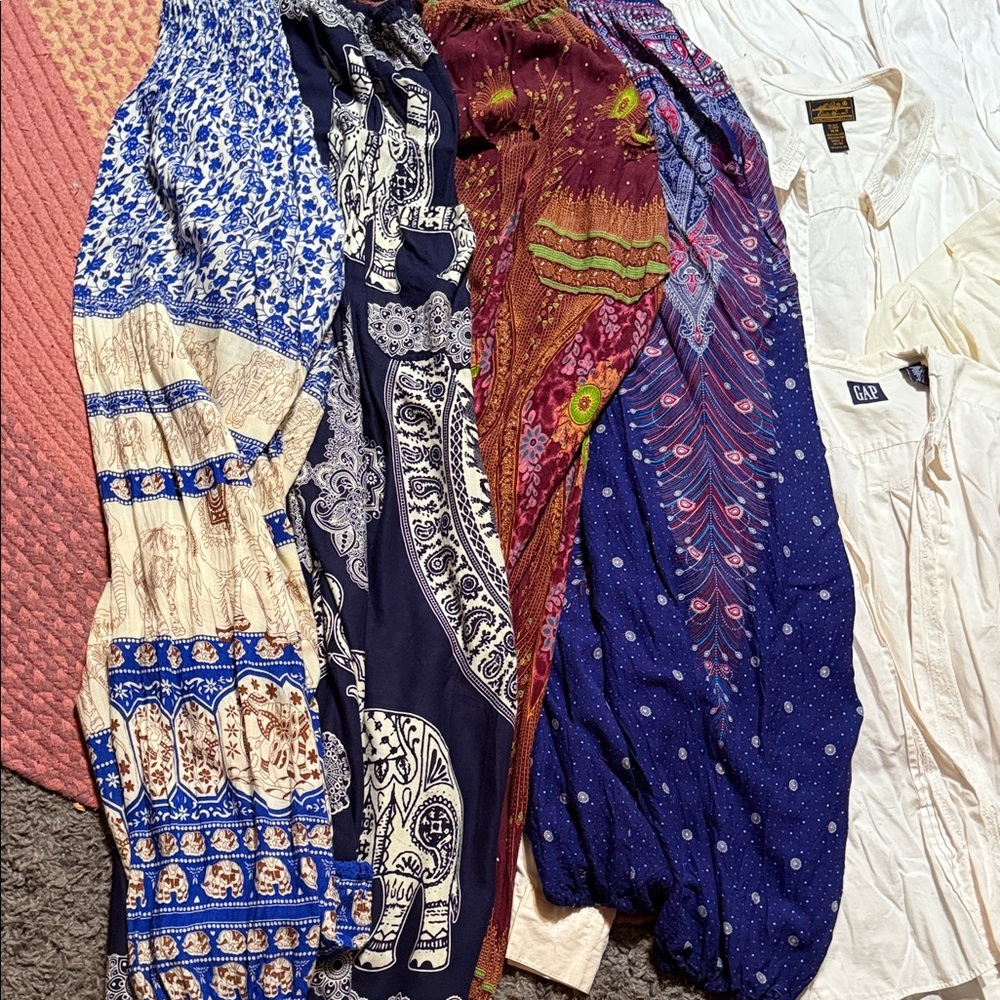 Assorted 6 Blouses Cotton & Patterned Shirts Medi… - image 2